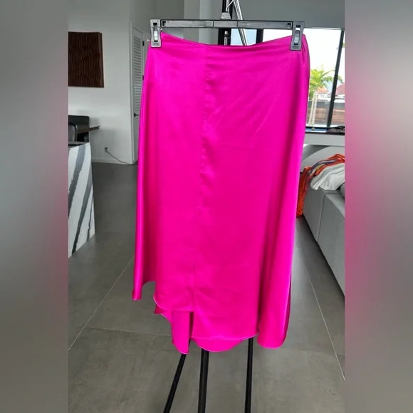 Topshop Fuchsia Satin Skirt - Picture 7 of 9